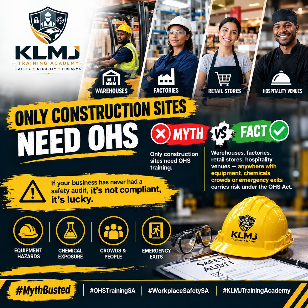 Myth vs fact — OHS training is not only for construction sites; warehouses, factories, retail and hospitality carry risk too