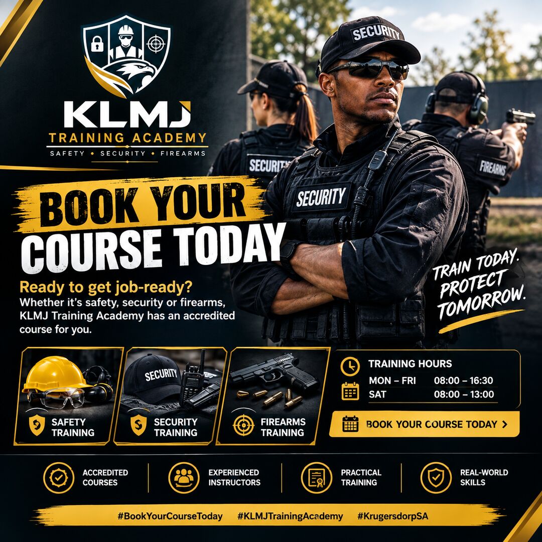 Book your KLMJ course today — safety, security and firearms training in Krugersdorp